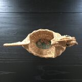 Corbeille en rotin  figurant une poule