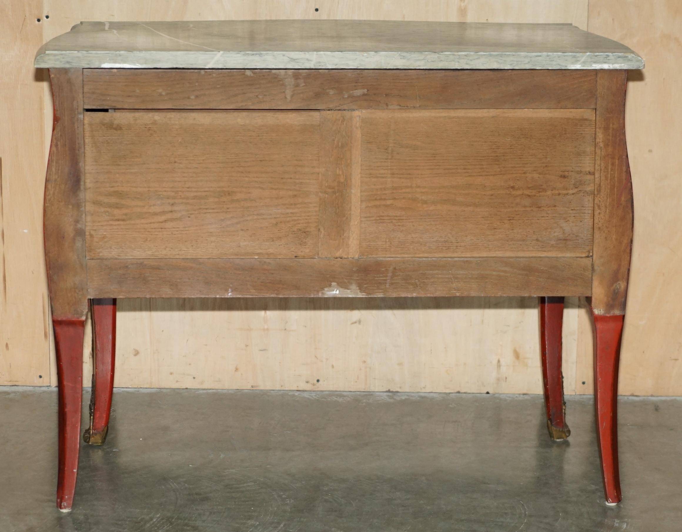 Chinoiserie Bombé Commode in Oak, Marble and Gilded Wood