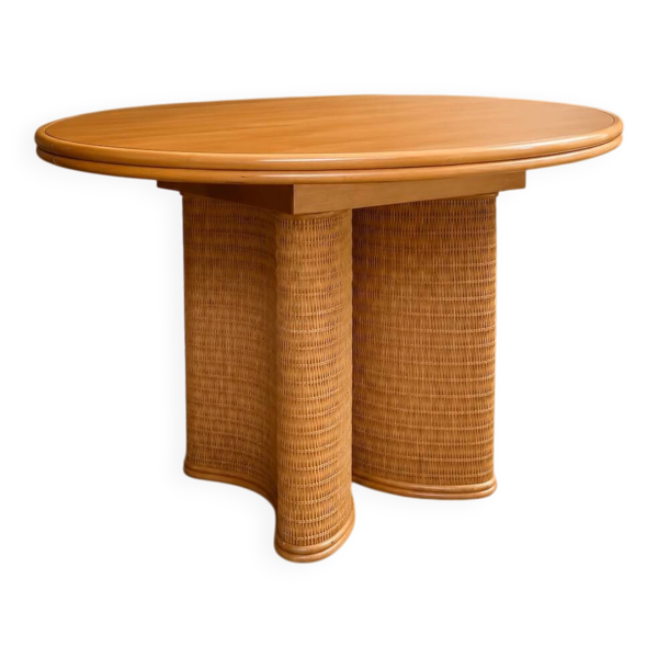 Table chêne /rotin esprit Vivai del Sud Italie Circa 1970