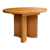 Table chêne /rotin esprit Vivai del Sud Italie Circa 1970
