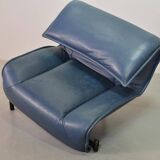Vico Magistretti 3-Seat Flexible Cassina Blue Leather 'Veranda' Sofa, Italy