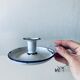 Antique candle holder in white and blue enamelled metal