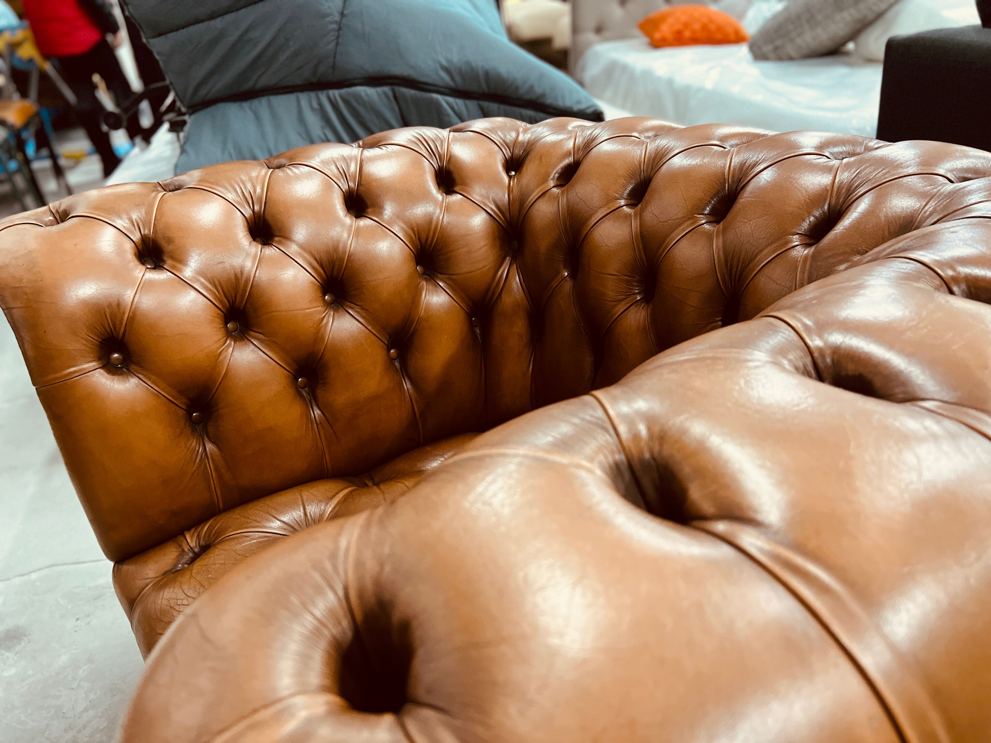 Chesterfield armchair in leather one place xl