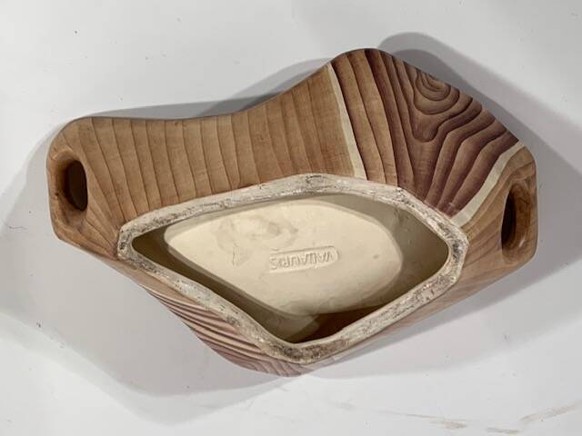 ceramic dish "faux wood" Vallauris 60s
