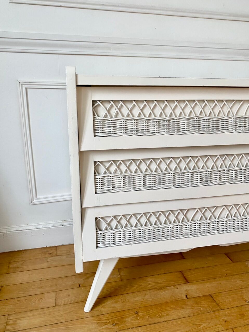 Vintage rattan chest of drawers