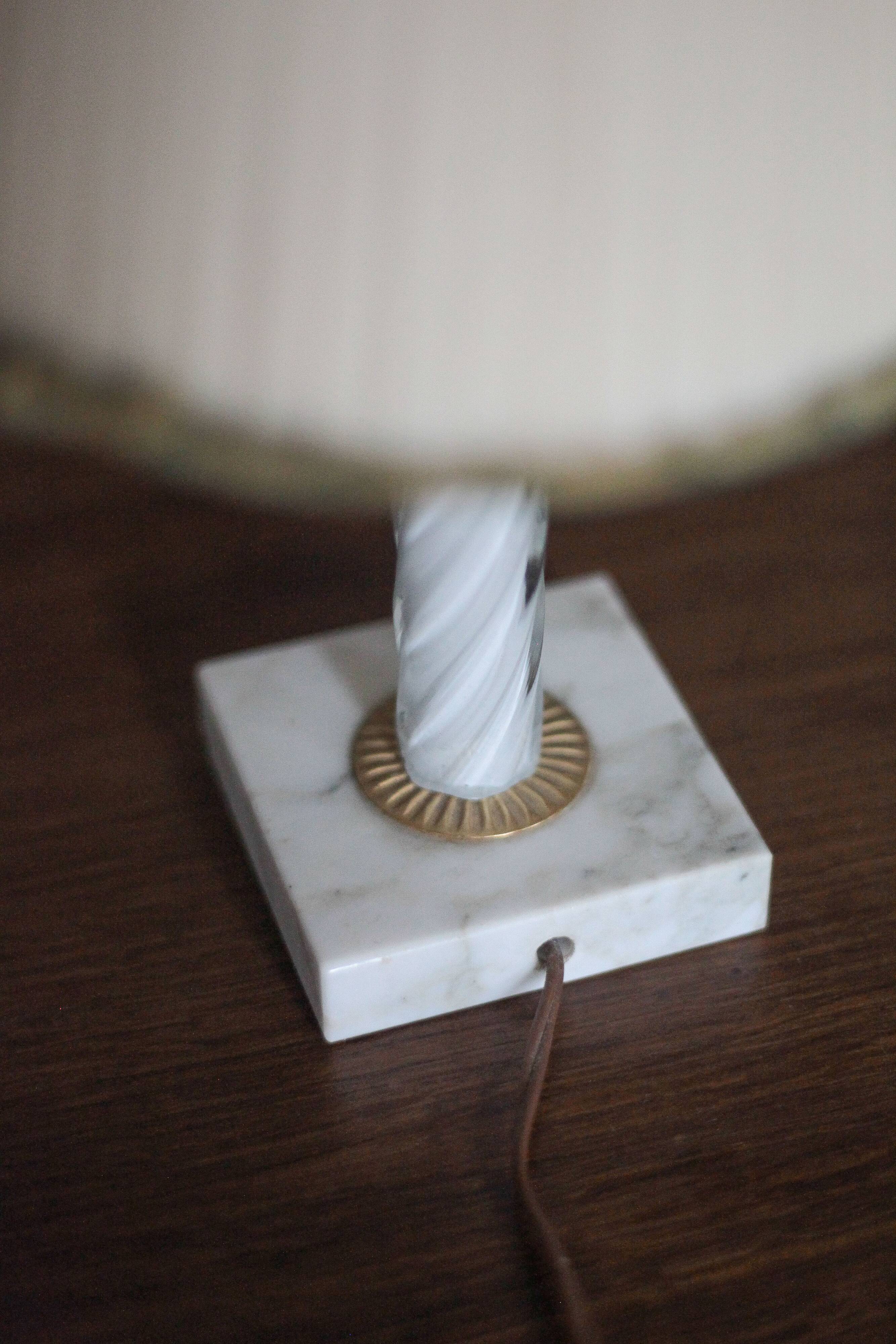 Pair of vintage lamps, bedside lamps, glass and marble lamp bases