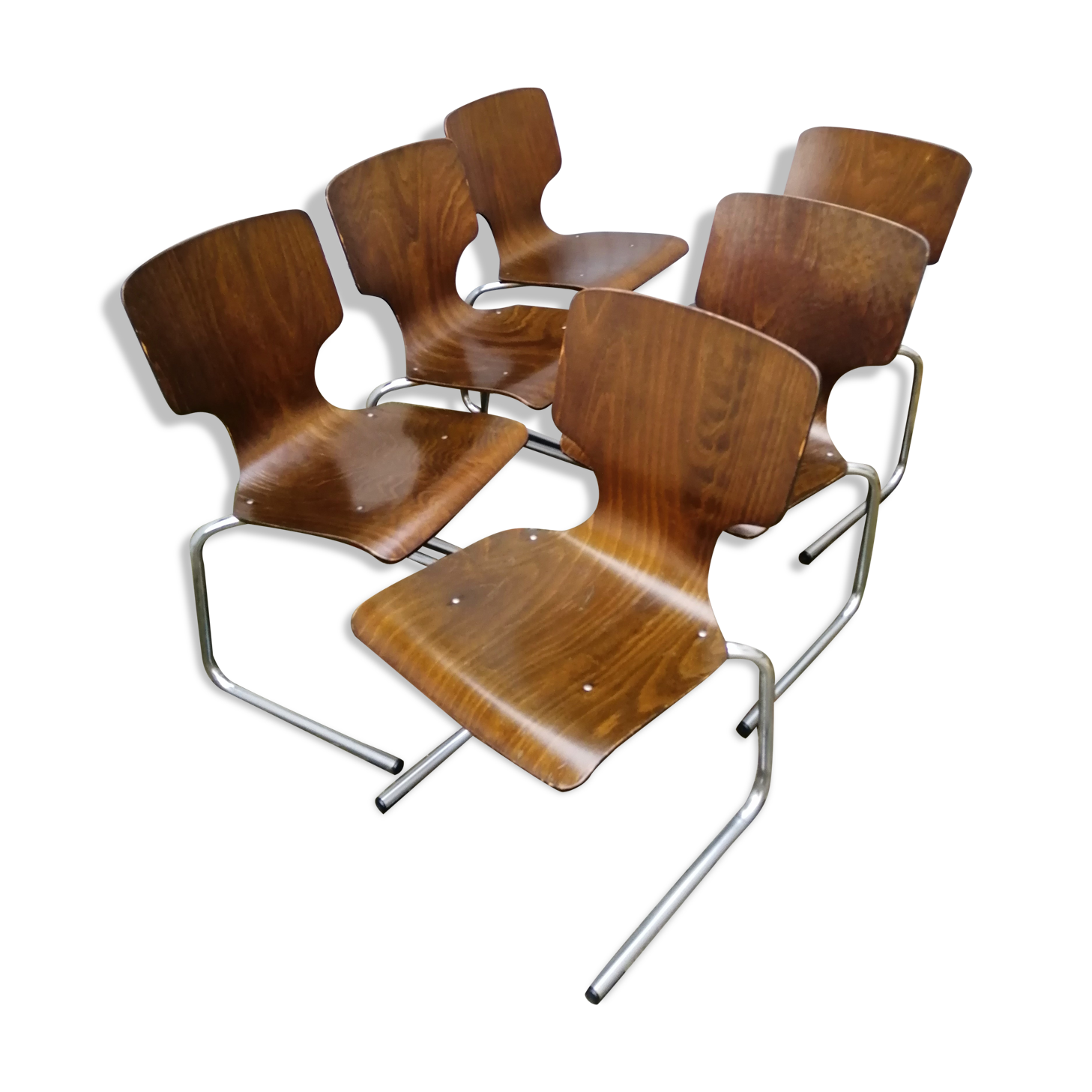 Suite of 6 chairs by Elmar Flàtotto for Pagholz 70s