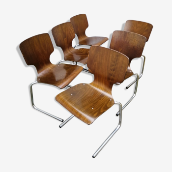 Suite of 6 chairs by Elmar Flàtotto for Pagholz 70s