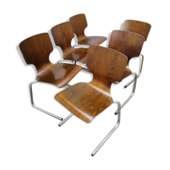 Suite of 6 chairs by Elmar Flàtotto for Pagholz 70s