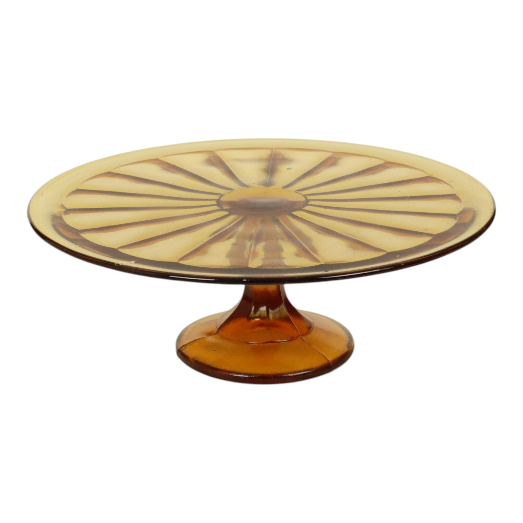 Amber Art Deco Cake Platter / Pastry Dish – Depression Glass