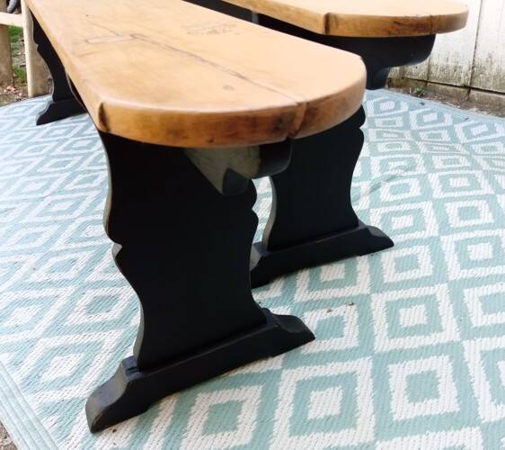 Pair of large wooden benches