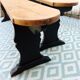 Pair of large wooden benches