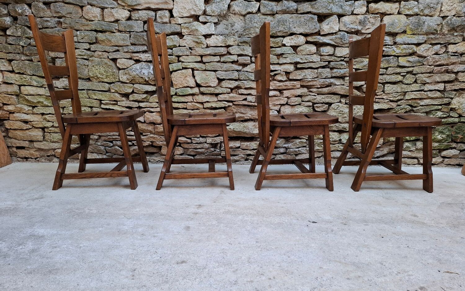 Brutalist oak chairs