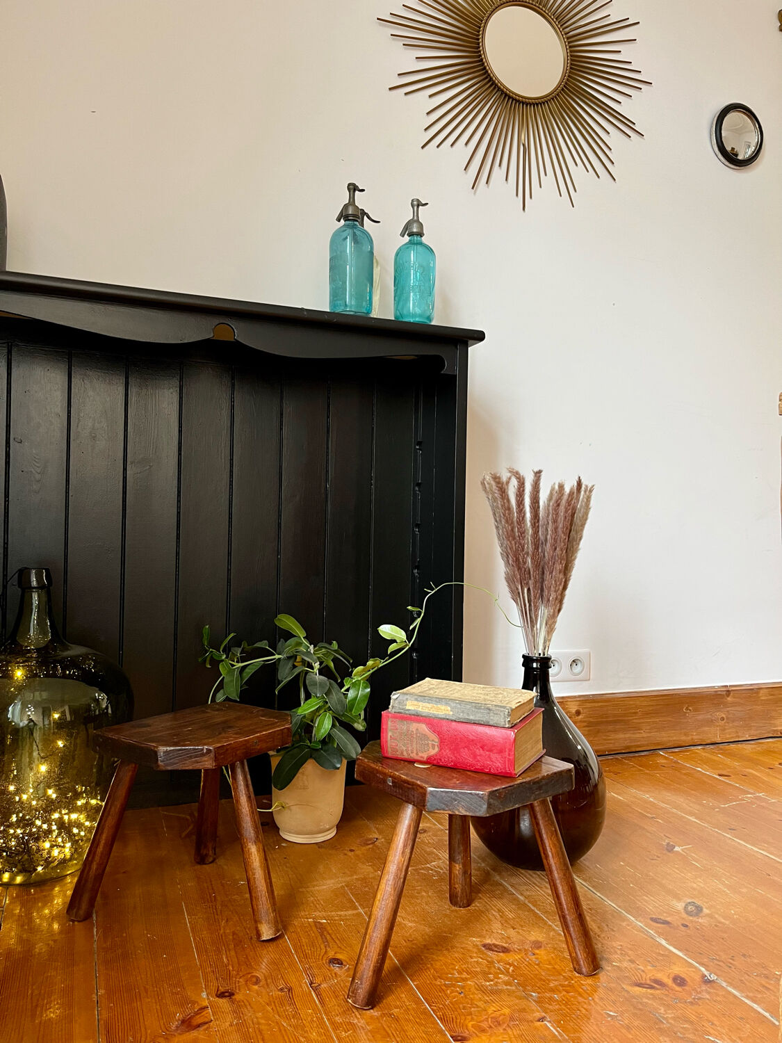 Pair of handmade tripod stools