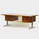 XL Mid century executive writing desk in rosewood & metal, 1960s