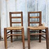 Paire de chaises en bois brut