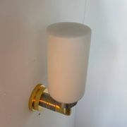 Pair of vintage sconces, opaline brass and steel, Germany 1970