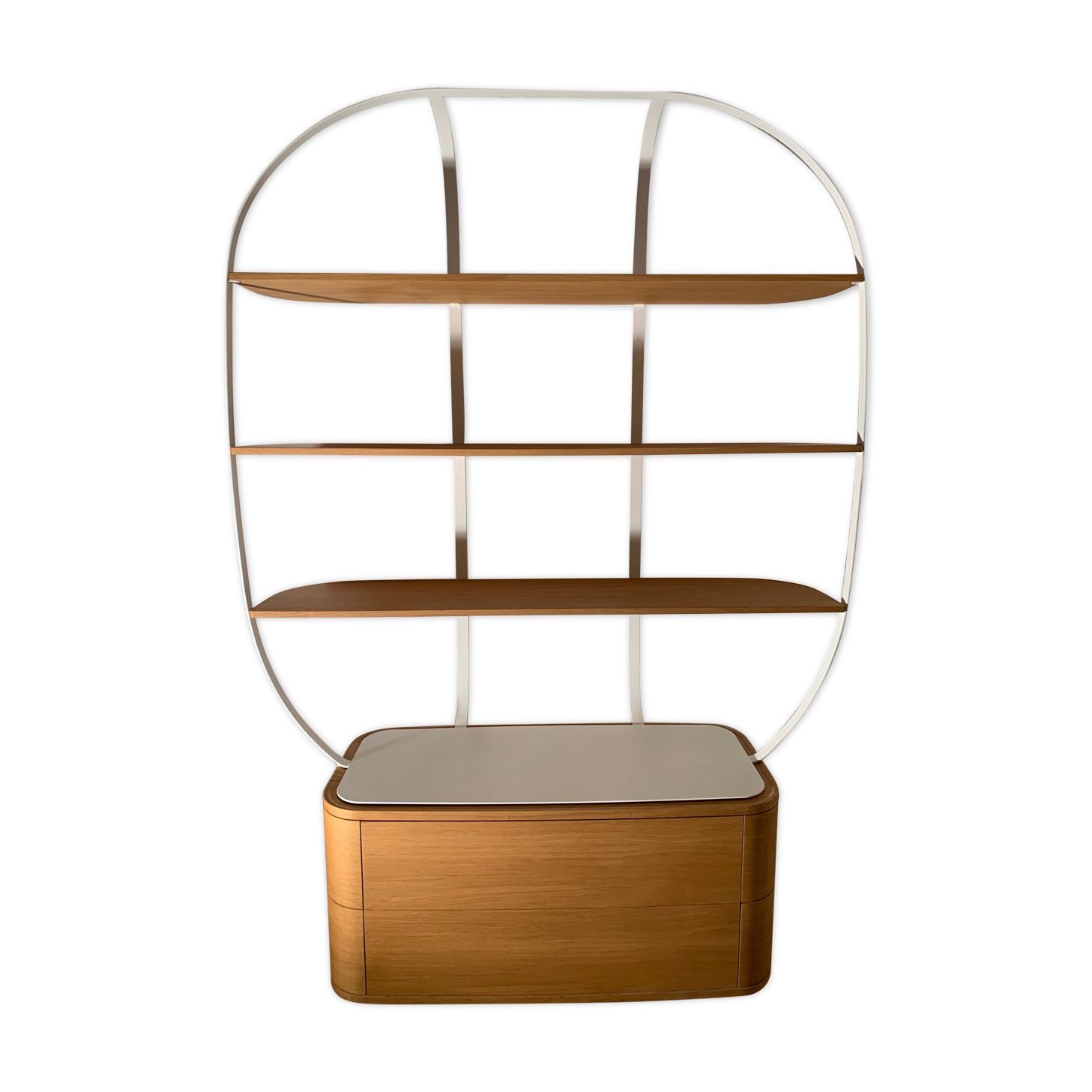 Oak and metal library