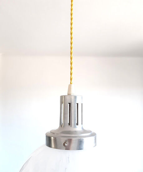 Glass globe pendant lamp by Clichy blue art deco