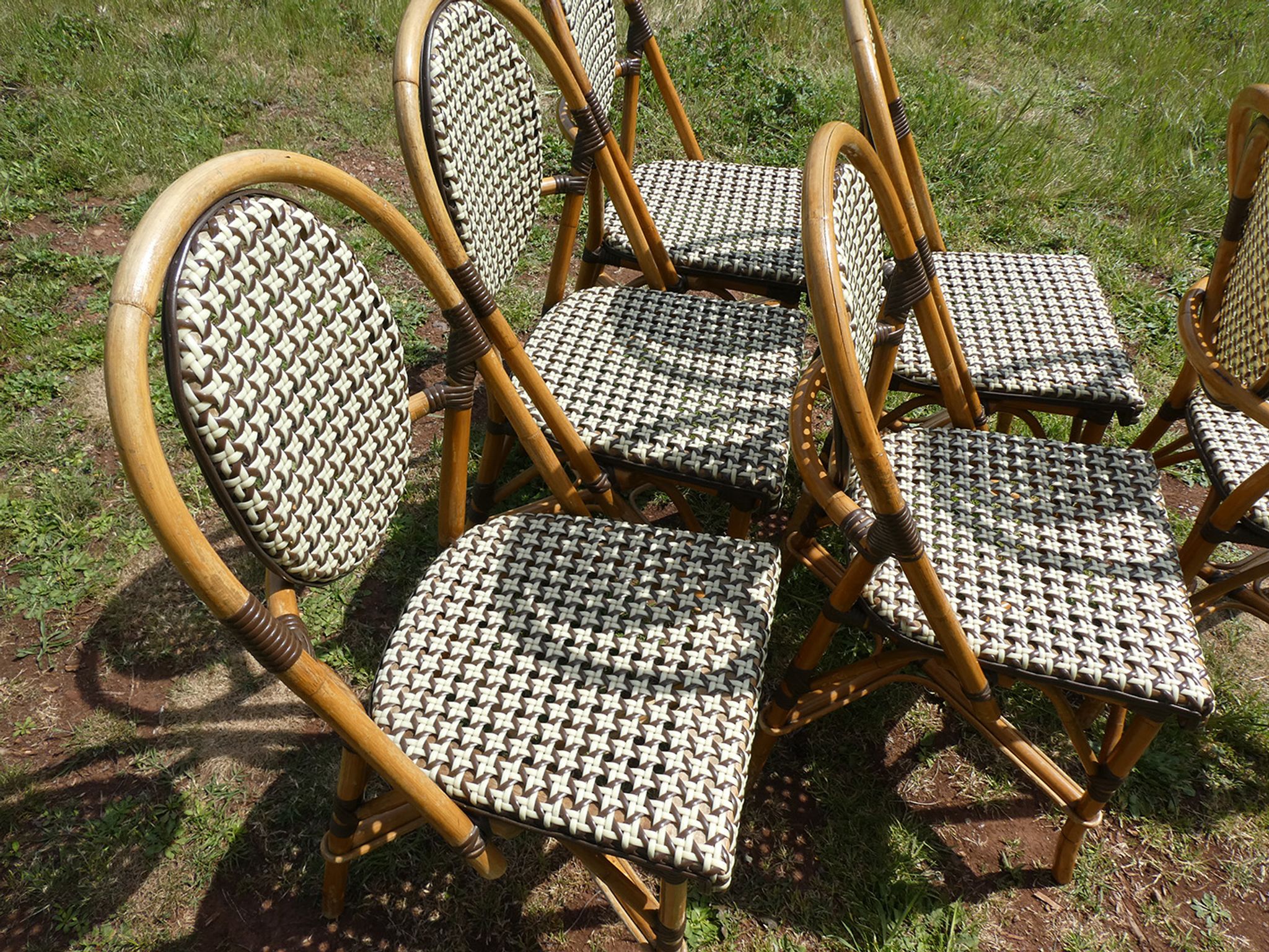Set of 6 chairs bistro terrace "Parisian" rattan and brown braiding