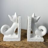 Pair of vintage stone cat bookends