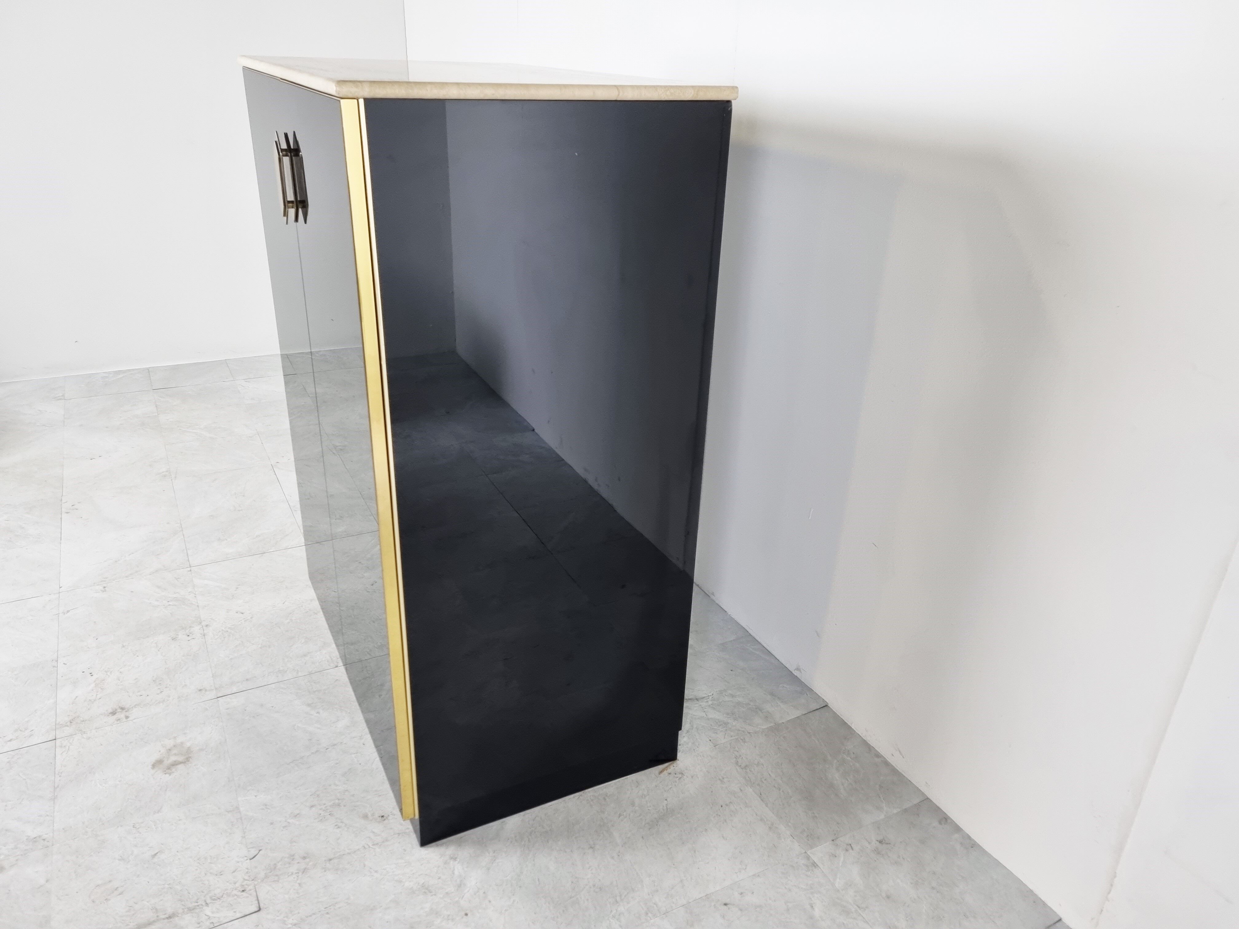 Bar en verre noir, années 1970