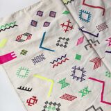 Kilim ecru carpet with colorful and fluorescent patterns 234x144cm