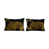 Set Ikat Leopard Velvet Pillow