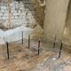 Pair of two 1950s glass and metal coffee tables, in the style of Edoardo Paoli