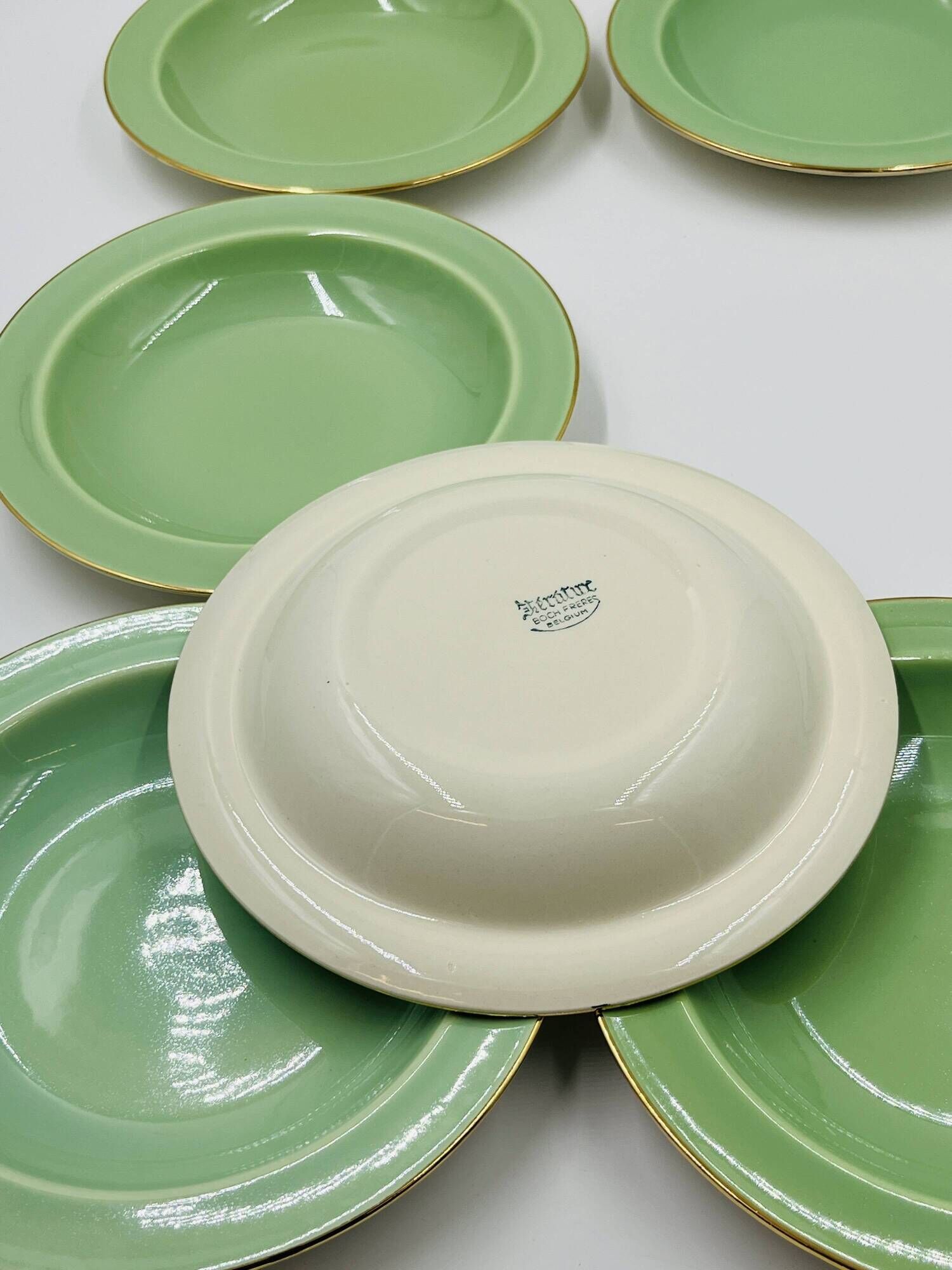 Set of 6 Keralux Boch deep plates