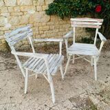 Ensemble d'assises  de jardin 4 fauteuils et 1 chaise - en bois