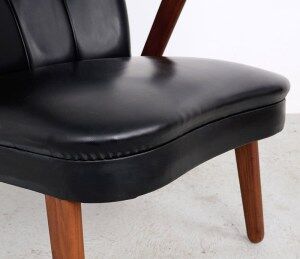 Danish teak and skai armchairs, Erhardsen & Andersen 1960s