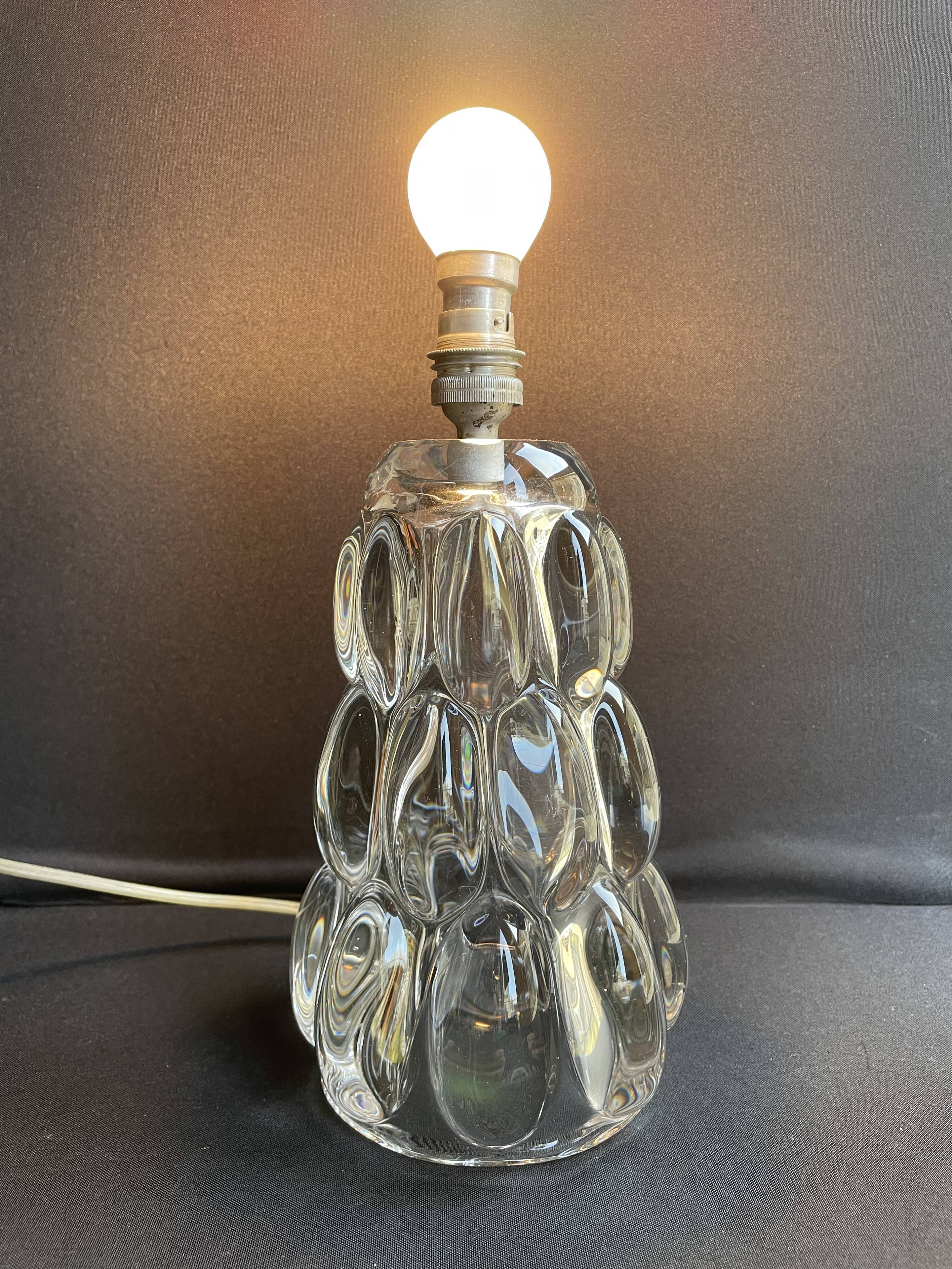 Schneider Glassworks - Important Lamp Foot - Molded Crystal - Conical with Godrons