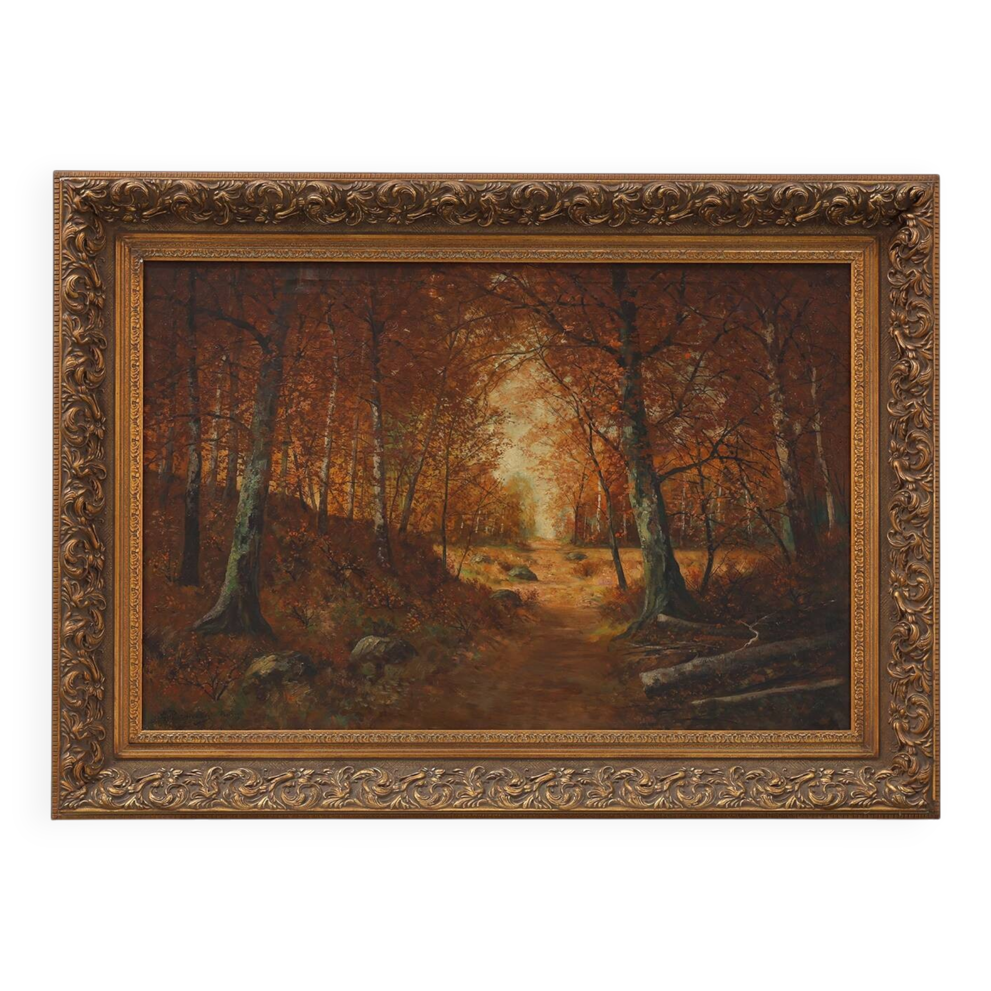 Signed French Oil on Canvas painting of a forest, Paris, 1926