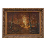 Signed French Oil on Canvas painting of a forest, Paris, 1926