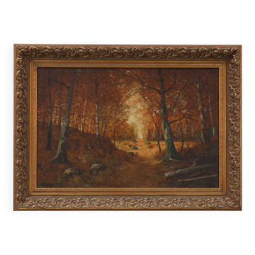 Peinture à l'huile sur toile signée, représentant une forêt, Paris, 1926