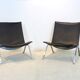 Fauteuils PK22 en cuir brun par Poul Kjærholm pour Fritz Hansen