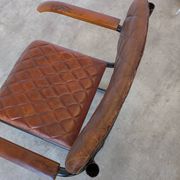 Chaise de salle à manger en cuir matelassé vintage : fauteuil de bureau industriel
