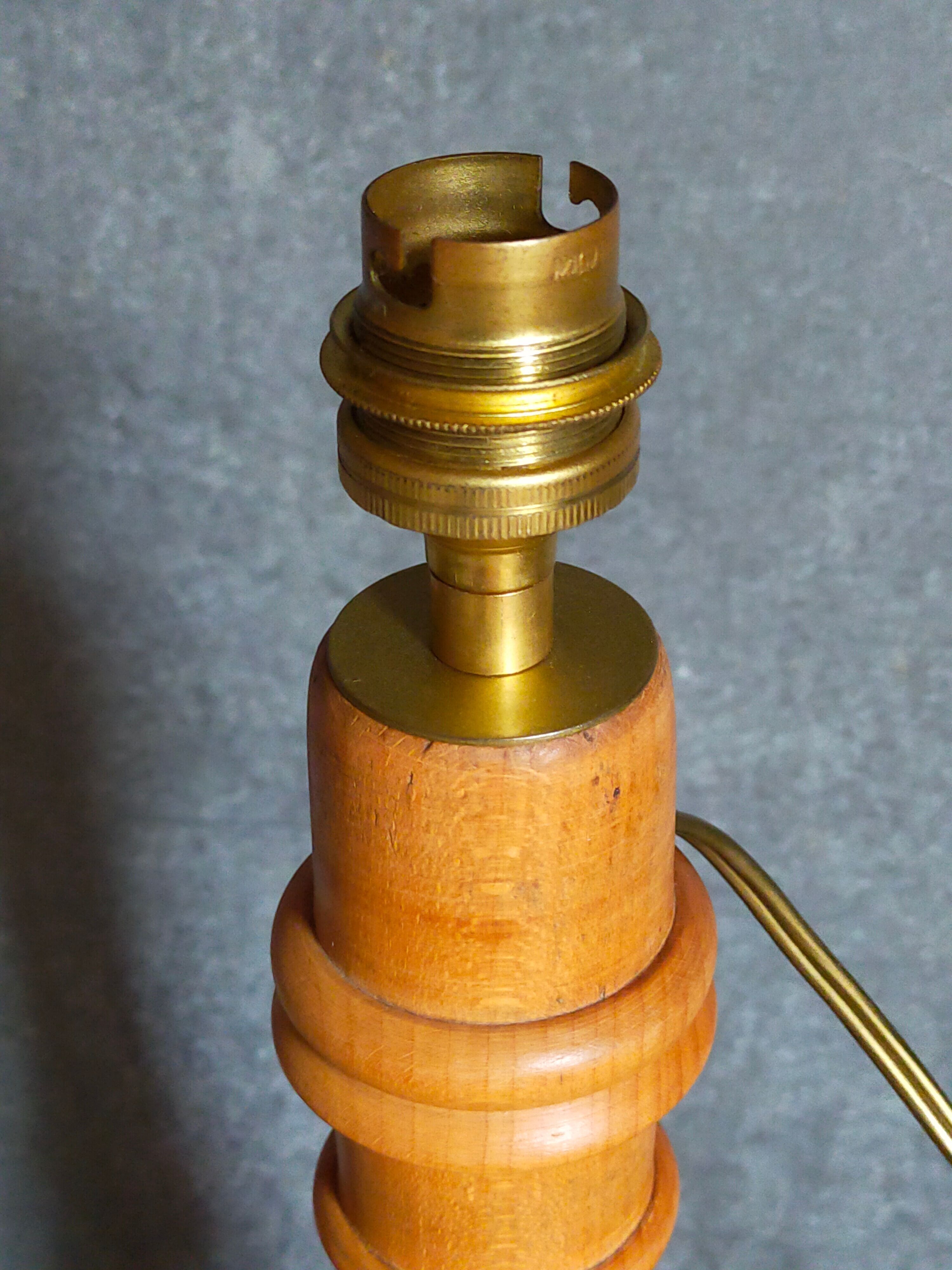 Old solid turned wooden lamp base