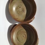 2 Bols grès artisanal brun vert signés