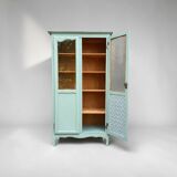Vintage grey-green glass cabinet from the 1960s.