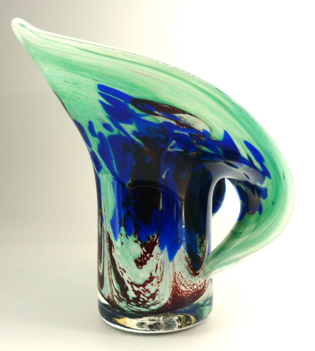 Vase, blown glass, inclusions, large neck, signed Jean Michel Gauthier 2005
