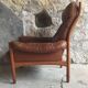 Scandinavian armchair in teak and leather - 1960