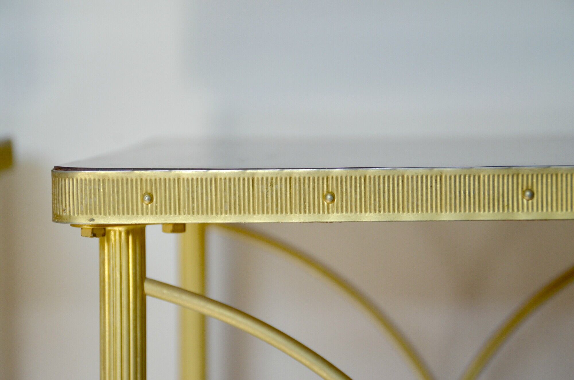 Pair of nightstands vintage formica and brass style rings