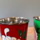 Set of 4 hand-painted stainless steel cups