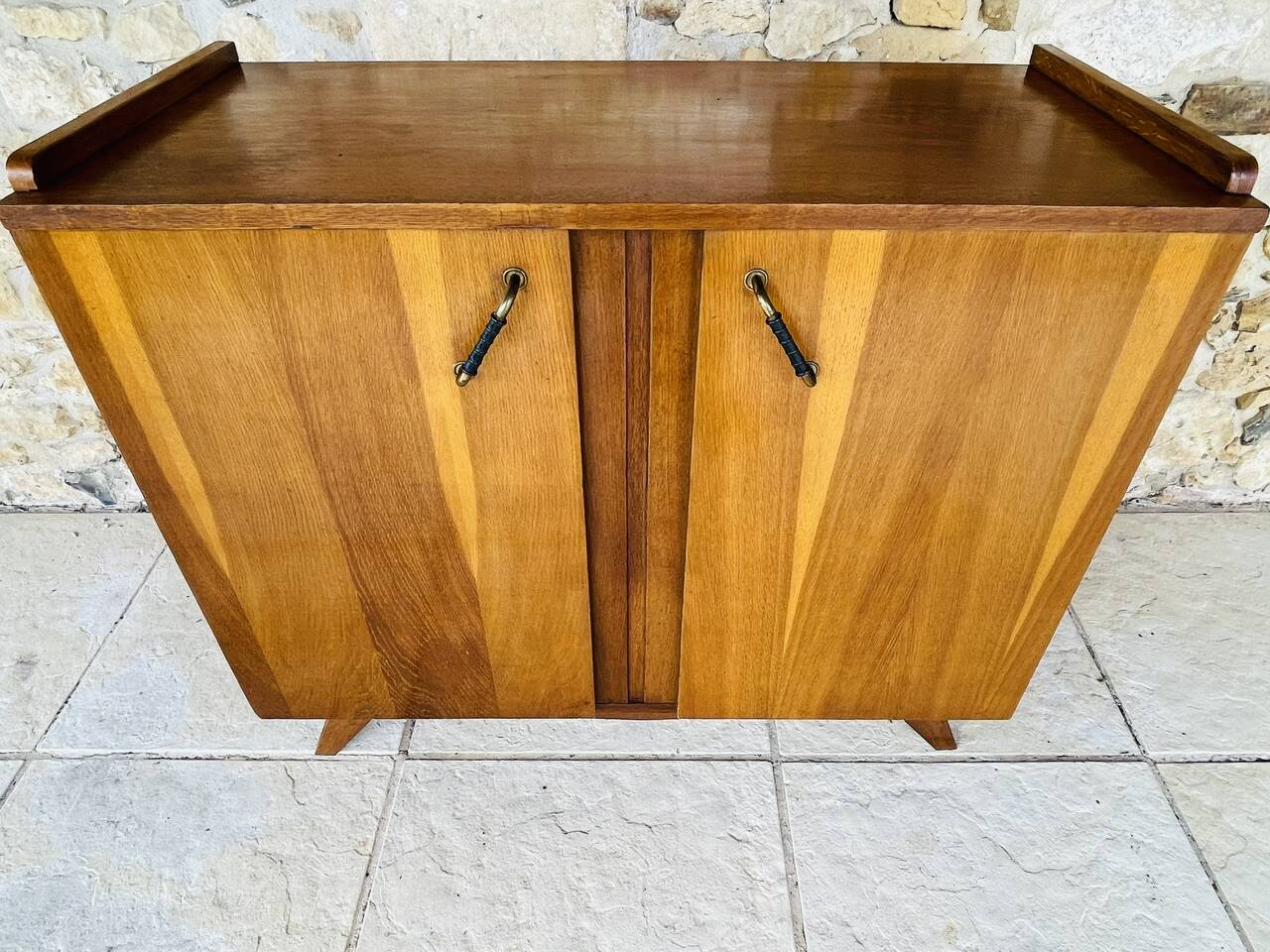 Vintage storage furniture in flame-figured oak, by Gillard Bourdin, circa 196.