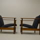 Pair of chairs of Gilbert Steiner mahogany and blue fabrics