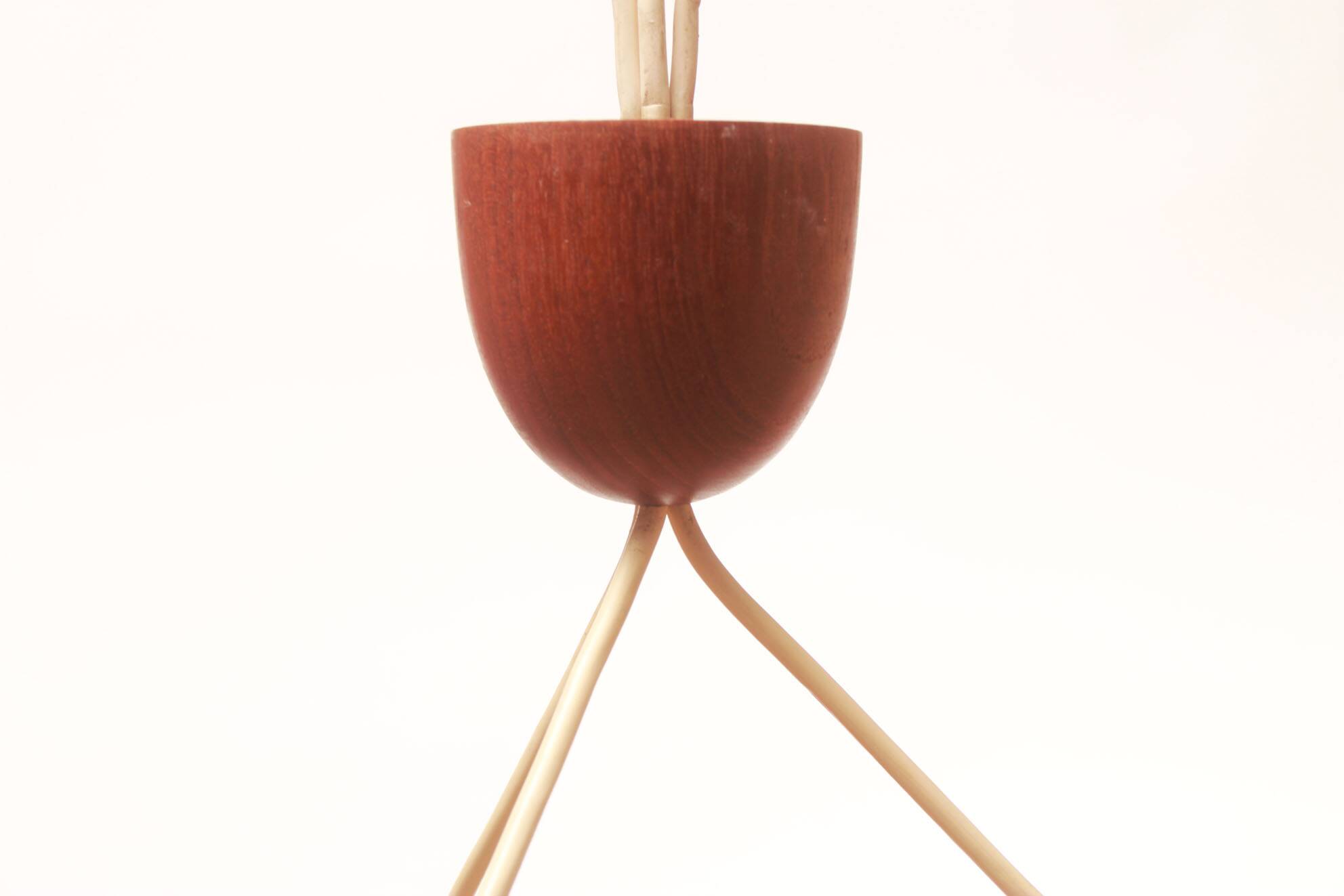 1960s teak ceilang lamp triangle