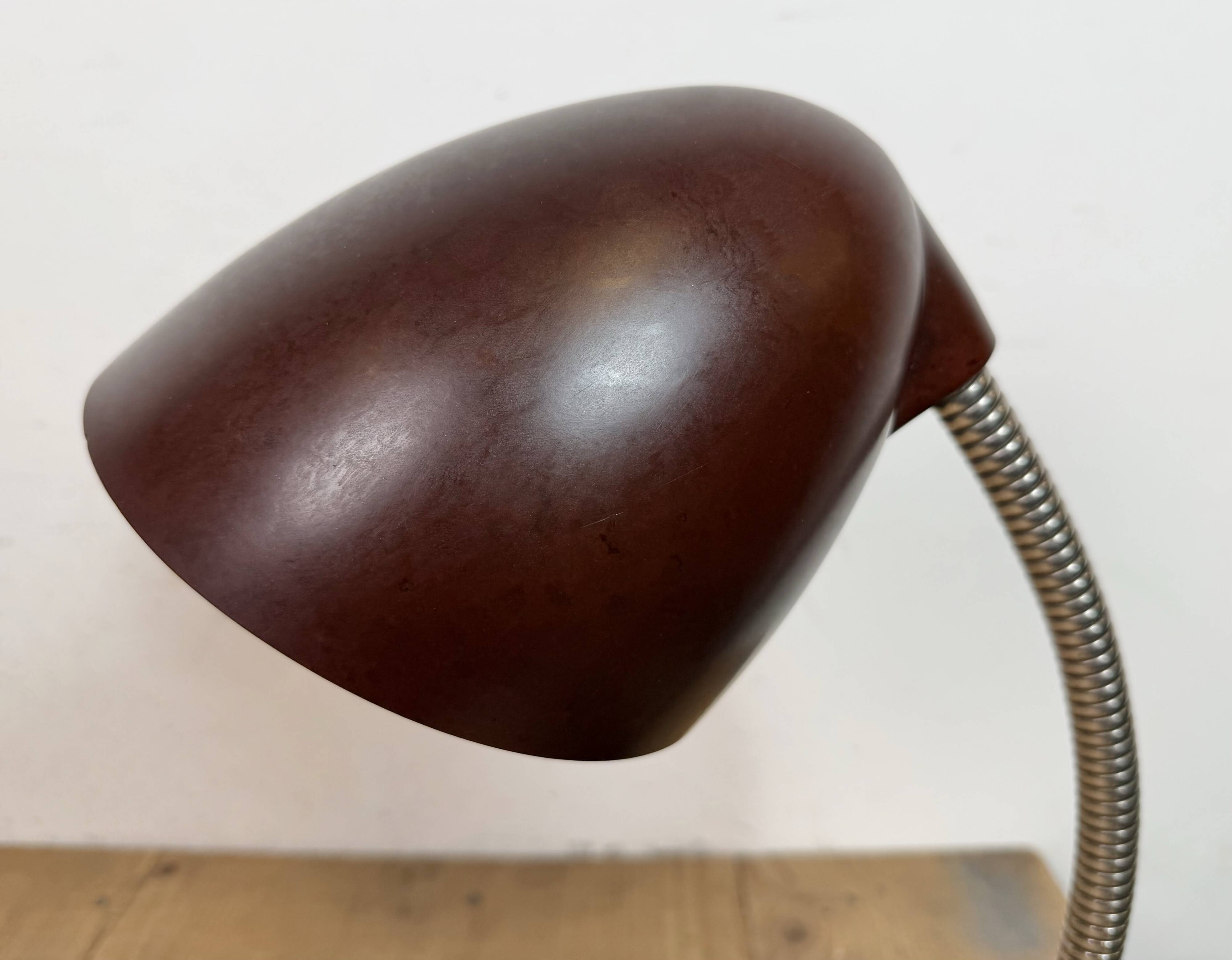 Vintage Brown Bakelite Gooseneck Table Lamp, 1950s