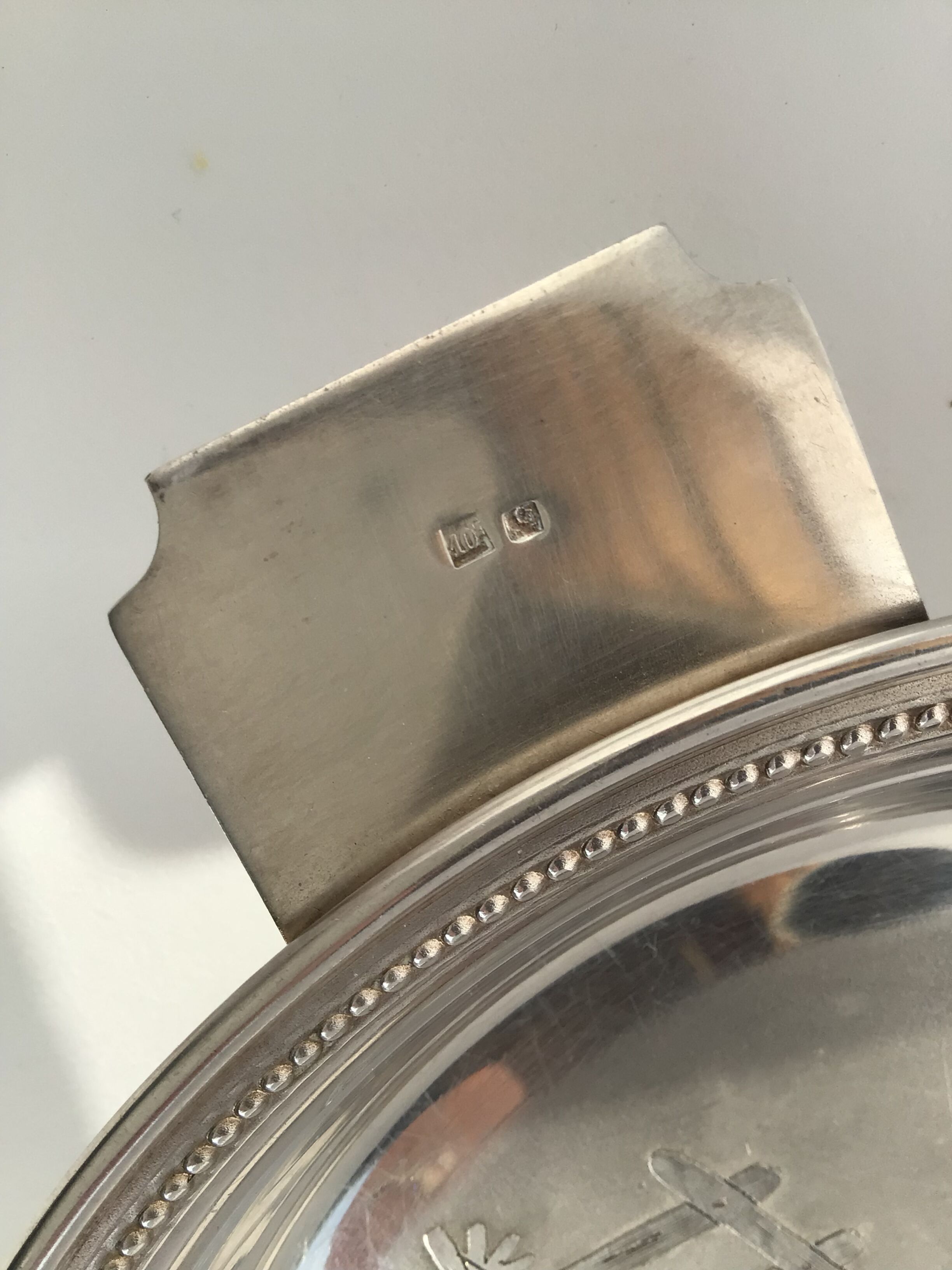 Baby plate silver metal spoon silver 30s